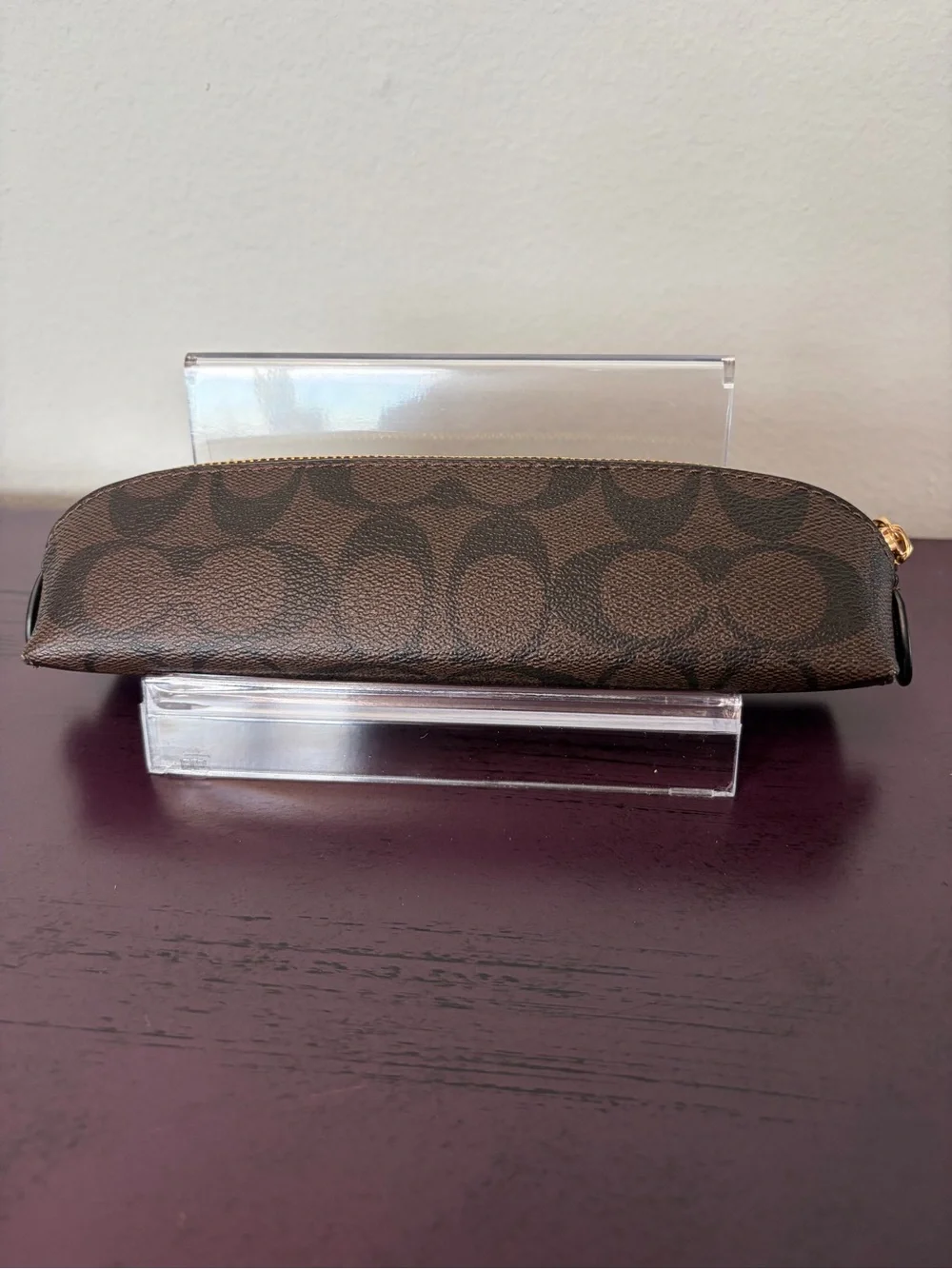 COACH Brown Signature Canvas Pencil Case